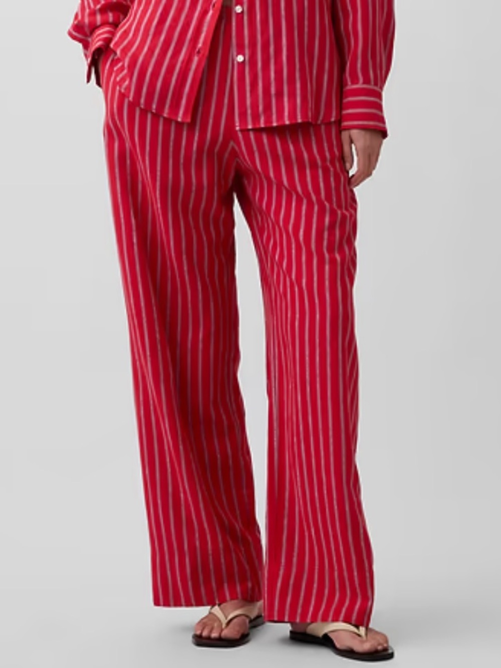 GAP Linen Blend Red Easy Wide Leg Pant